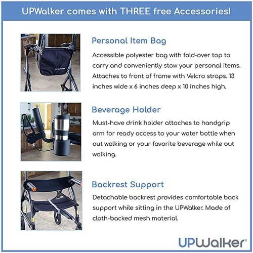 UpWalker Standard Upright Walker Rollator With Seat And Brakes H200